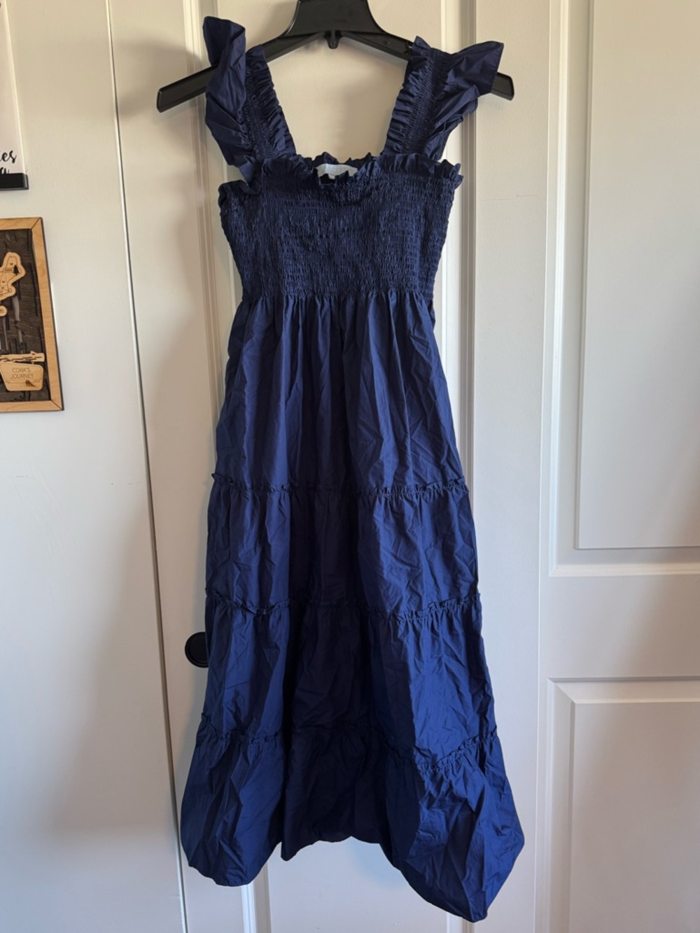 Hill House Deep Blue Smocked Tiered Midi Dress - Picture 8 of 12